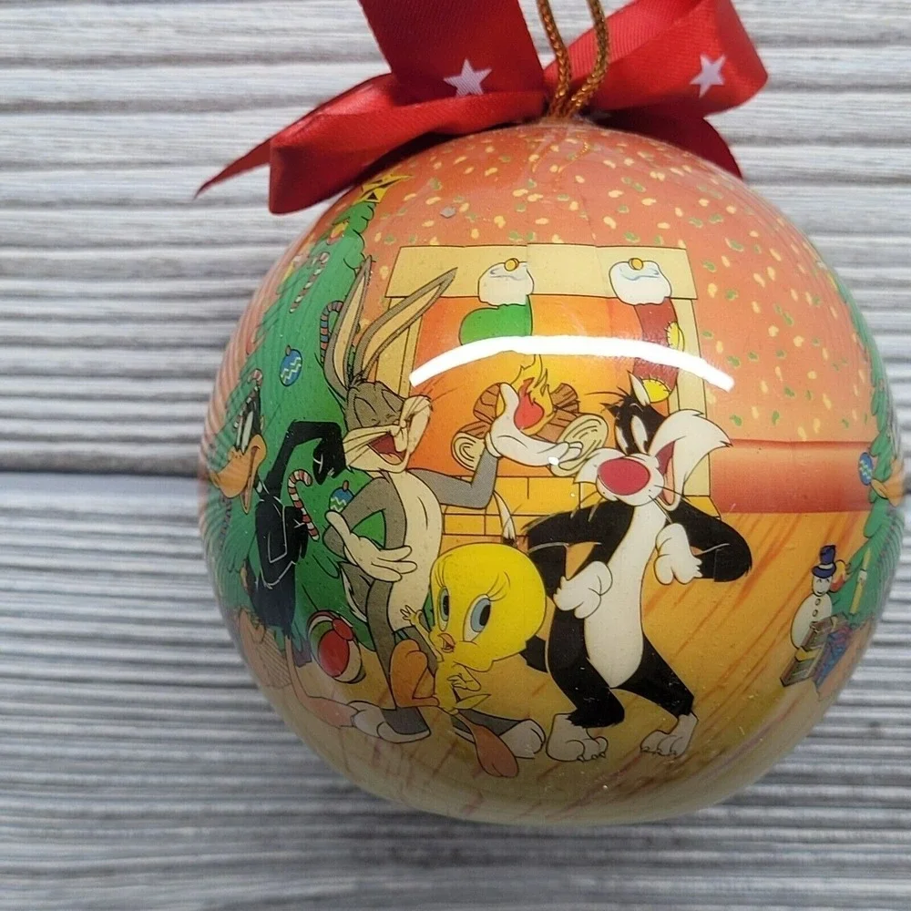 Looney Tunes Christmas‎ Tree Ornament 1995 Orange Bugs Bunny Tweety Matrix Vtg